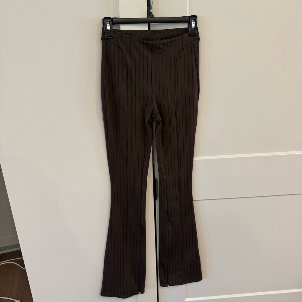 ALO Yoga Brown Pinstripe Flare Pants